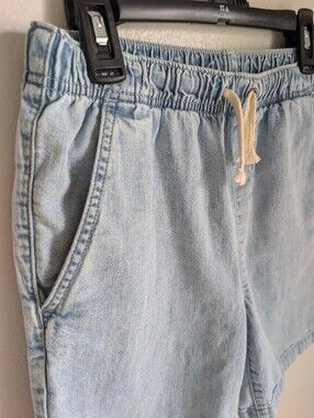 🩵Boys Pull On Denim Shorts Light Wash Drawstring Elastic Waist Size L10